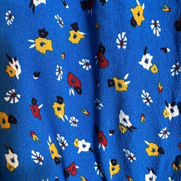 Philosophy Blue Floral V Neck Long Sleeve Fitted Button Down Blouse Size S/P - Picture 8 of 10